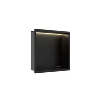 Raft incastrat patrat Balneo Wall-Box One LED cu rama 30x30x10 cm negru mat