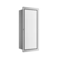 Raft incastrat pentru perie WC Balneo Wall Box S otel inoxidabil deschidere stanga finisaj alb 54 cm