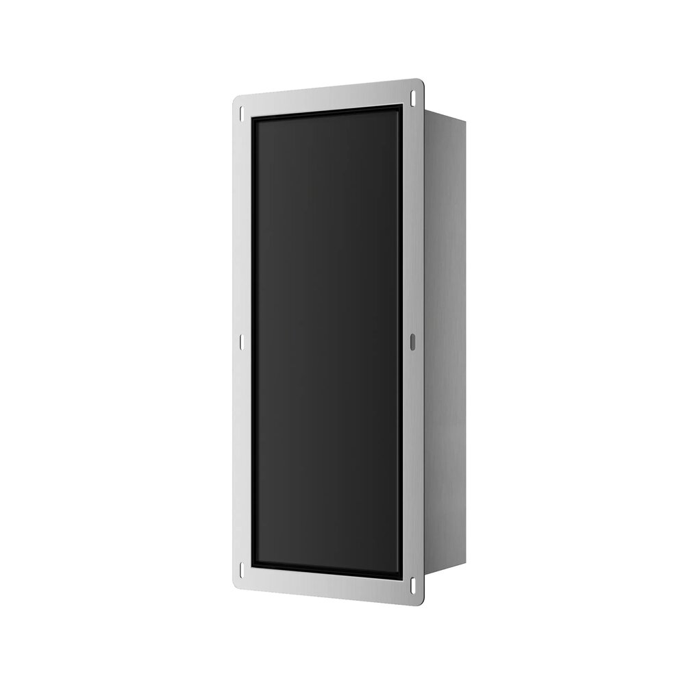 Raft incastrat pentru perie WC Balneo Wall Box S otel inoxidabil deschidere stanga finisaj negru 54 cm