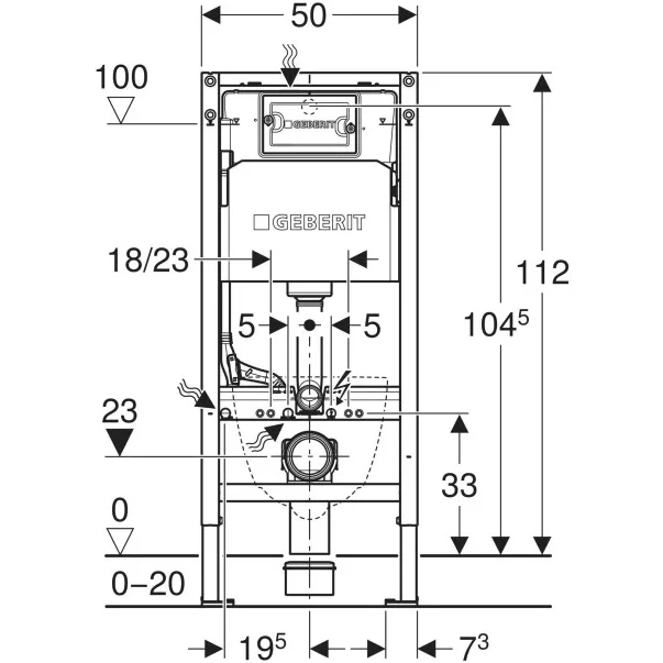 Rezervor incastrat Geberit Delta 100, h-112 cm adancime 12 cm si cadru cu actionare frontala picture - 2
