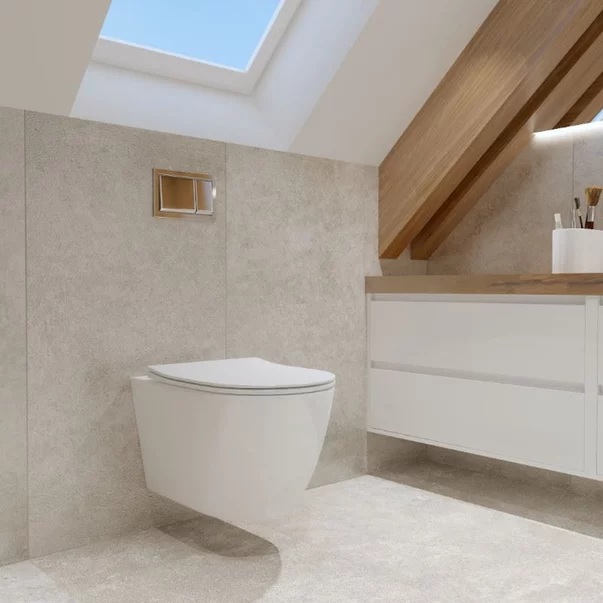 Rezervor incastrat Hansgrohe iFrame 112 cm cu clapeta iFrame Element E alb mat plus vas WC Rune Ivaldi Grande alb cu capac softclose picture - 2