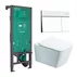 Rezervor incastrat Hansgrohe iFrame 112 cm cu clapeta iFrame Element E alb mat plus vas WC Rune Jord alb cu capac softclose picture - 1