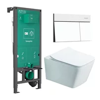 Rezervor incastrat Hansgrohe iFrame 112 cm cu clapeta iFrame Element E alb mat plus vas WC Rune Jord alb cu capac softclose