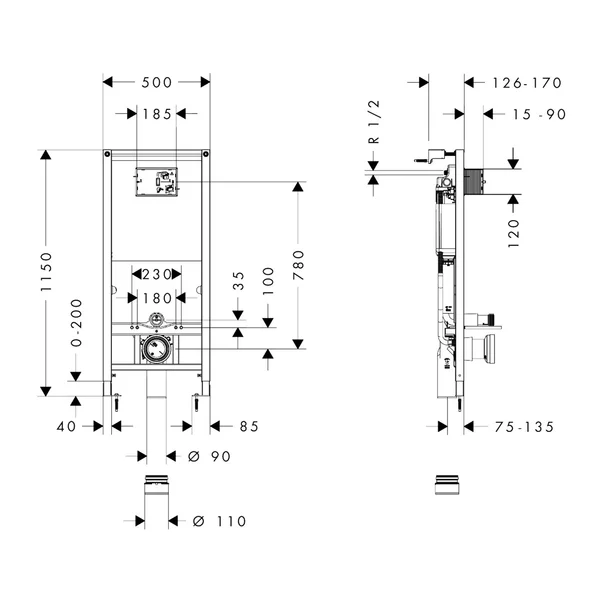 Rezervor incastrat Hansgrohe iFrame 112 cm cu clapeta iFrame Element E auriu lucios plus vas WC Rune Ivaldi alb cu capac softclose picture - 10