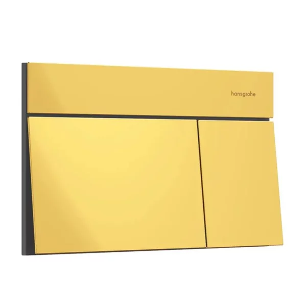 Rezervor incastrat Hansgrohe iFrame 112 cm cu clapeta iFrame Element E auriu lucios plus vas WC Rune Ivaldi alb cu capac softclose picture - 5