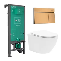 Rezervor incastrat Hansgrohe iFrame 112 cm cu clapeta iFrame Element E bronz periat plus vas WC Rune Ivaldi alb cu capac softclose