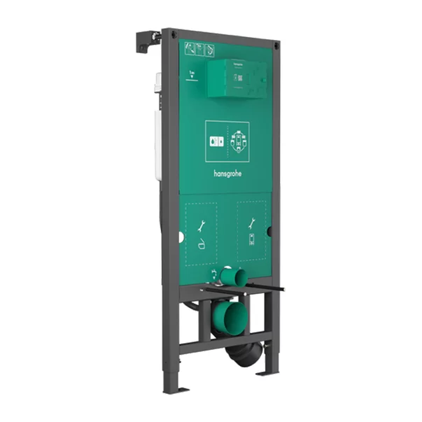 Rezervor incastrat Hansgrohe iFrame 112 cm cu clapeta iFrame Element E bronz periat plus vas WC Rune Jord alb cu capac softclose picture - 6
