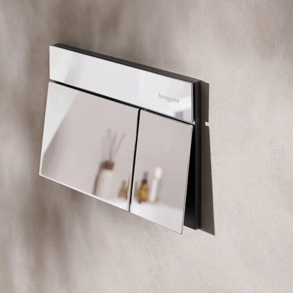 Rezervor incastrat Hansgrohe iFrame 112 cm cu clapeta iFrame Element E crom lucios plus vas WC Rune Ivaldi Grande alb cu capac softclose picture - 6