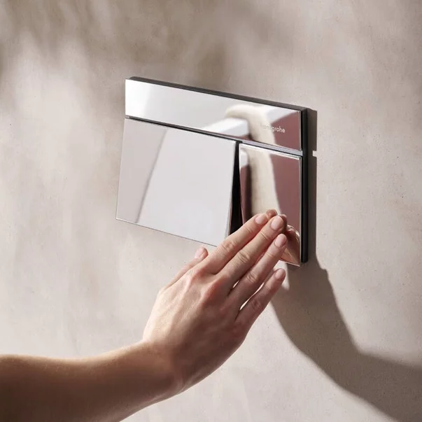 Rezervor incastrat Hansgrohe iFrame 112 cm cu clapeta iFrame Element E crom lucios plus vas WC Rune Jord alb cu capac softclose picture - 6