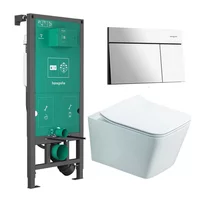 Rezervor incastrat Hansgrohe iFrame 112 cm cu clapeta iFrame Element E crom lucios plus vas WC Rune Jord alb cu capac softclose