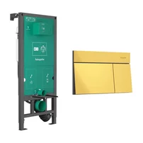 Rezervor incastrat Hansgrohe iFrame 112 cm pentru vas WC suspendat si clapeta iFrame Element E auriu lucios