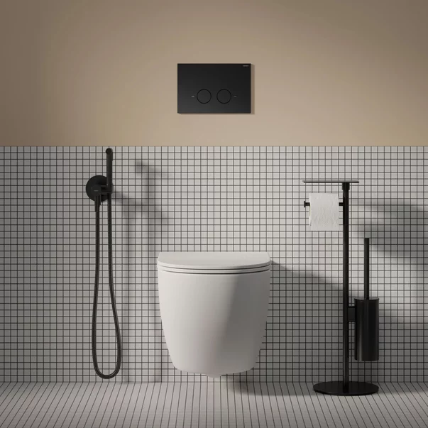 Rezervor incastrat Omnires StrongFrame ECO pentru vas WC suspendat si clapeta de actionare Steel-R45 finisaj negru semimat picture - 2
