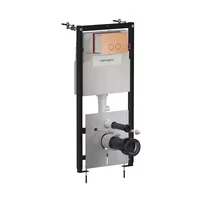 Rezervor incastrat Omnires StrongFrame pentru vas WC suspendat si clapeta de actionare Steel-R45 finisaj cupru periat