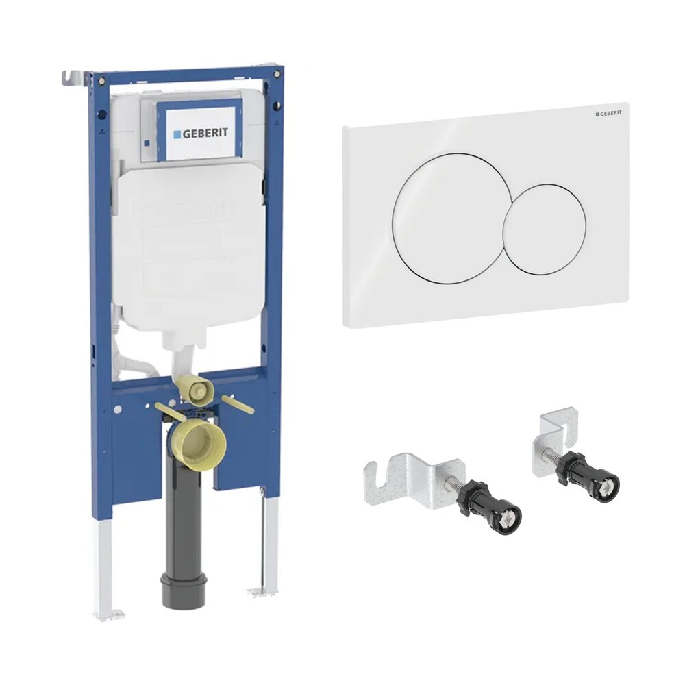 Rezervor WC cu cadru incastrat Geberit Duofix Sigma set fixare si calpeta de actionare Sigma01 alb lucios