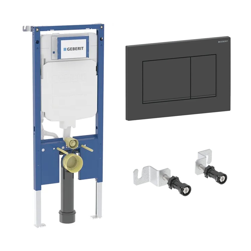 Rezervor WC cu cadru incastrat Geberit Duofix Sigma set fixare si calpeta de actionare Sigma20 negru mat