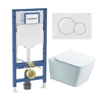 Rezervor WC cu cadru incastrat Geberit Duofix UP320 cu sistem de fixare, clapeta de actionare Sigma01 alb alpin plus vas WC Rune Jord alb cu capac softclose
