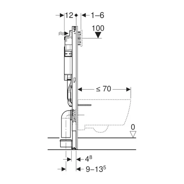 Rezervor WC cu cadru incastrat Geberit Duofix UP320 cu sistem de fixare, clapeta de actionare Sigma01 alb alpin plus vas WC Rune Jord alb cu capac softclose picture - 11