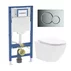 Rezervor WC cu cadru incastrat Geberit Duofix UP320 cu sistem de fixare, clapeta de actionare Sigma01 crom plus vas WC Rune Ivaldi alb cu capac softclose picture - 1