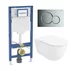 Rezervor WC cu cadru incastrat Geberit Duofix UP320 cu sistem de fixare, clapeta de actionare Sigma01 crom plus vas WC Rune Ivaldi Grande alb cu capac softclose picture - 1