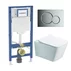 Rezervor WC cu cadru incastrat Geberit Duofix UP320 cu sistem de fixare, clapeta de actionare Sigma01 crom plus vas WC Rune Jord alb cu capac softclose picture - 1