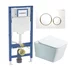 Rezervor WC cu cadru incastrat Geberit Duofix UP320 cu sistem de fixare, clapeta de actionare Sigma20 alb-auriu plus vas WC Rune Jord alb cu capac softclose picture - 1