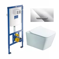 Rezervor WC cu cadru incastrat Villeroy&Boch 112 cm cu clapeta ViConnect crom plus vas WC Rune Jord alb cu capac softclose