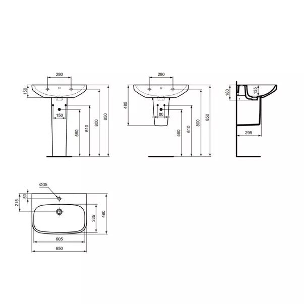 Semipiedestal pentru lavoar Ideal Standard i.Life A alb picture - 2