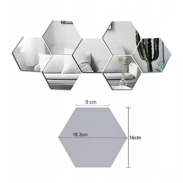 Set 8 oglinzi hexagonale Rea autoadezive 19 cm picture - 8