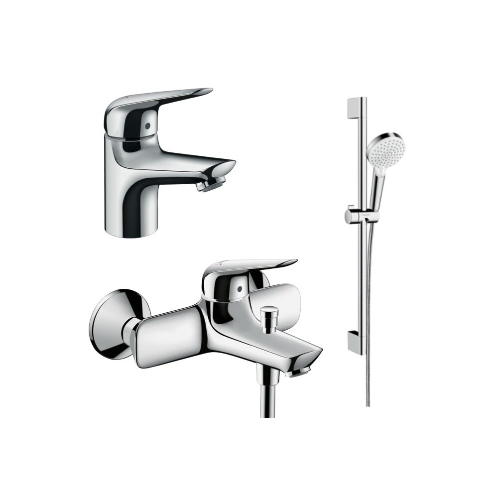 Set baterii Hansgrohe Novus 70 lavoar cada si set de dus Crometta crom