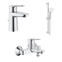 Set baterii lavoar cada Grohe BauEdge si dus cu bara Tempesta crom lucios