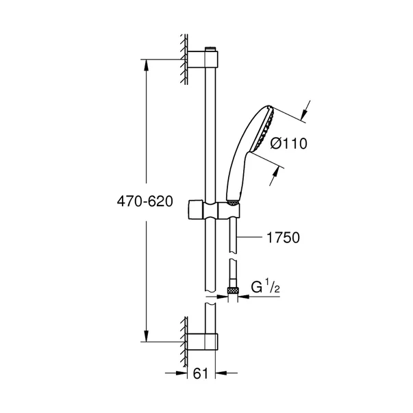 Set baterii lavoar cada Grohe BauEdge si dus cu bara Tempesta crom lucios picture - 7
