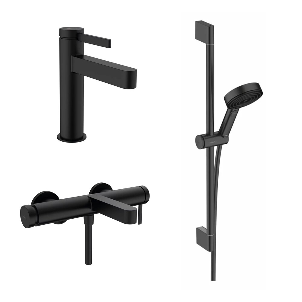 Set baterii lavoar, cada si set de dus Hansgrohe Finoris negru mat