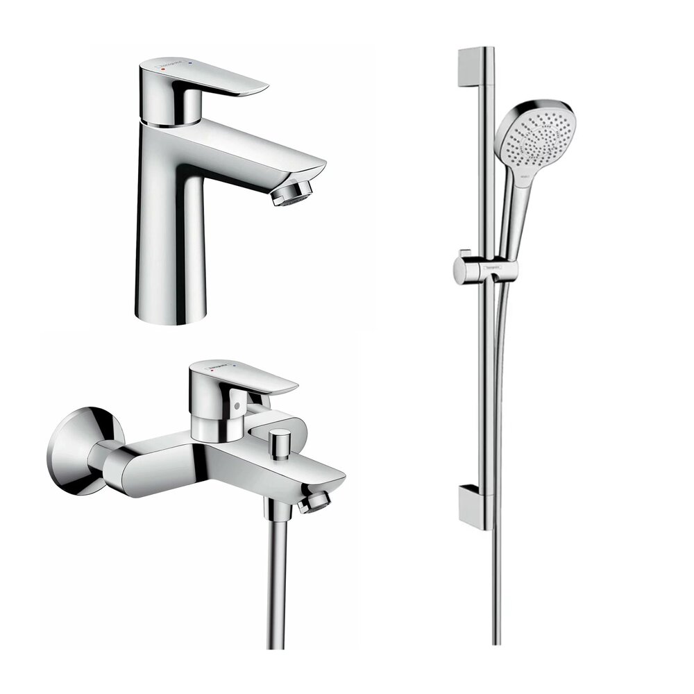 Set baterii lavoar, cada si set de dus Hansgrohe Talis E crom