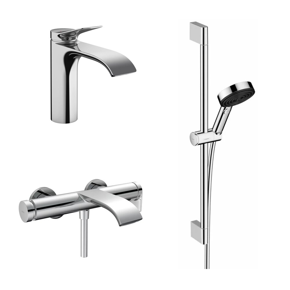 Set baterii lavoar, cada si set de dus Hansgrohe Vivenis crom