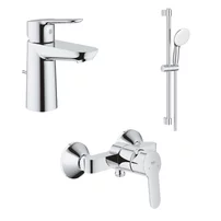 Set baterii lavoar dus Grohe BauEdge si dus cu bara Tempesta crom lucios