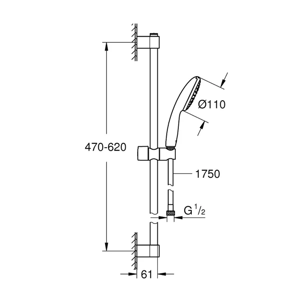 Set baterii lavoar dus Grohe BauEdge si dus cu bara Tempesta crom lucios picture - 5