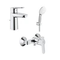 Set baterii lavoar dus Grohe BauEdge si dus cu porter Tempesta crom lucios