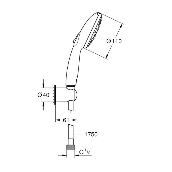 Set baterii lavoar dus Grohe BauEdge si dus cu porter Tempesta crom lucios picture - 7