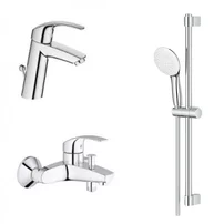 Set baterii lavoar si cada - dus Grohe Eurosmart New M cu set de dus crom