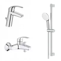 Set baterie lavoar baterie cada dus si set dus Grohe Eurosmart New S crom lucios