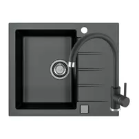 Set chiuveta bucatarie Alveus Cadit 10 negru 59x50 cm si baterie Kati monocomanda