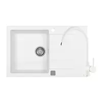 Set chiuveta bucatarie Alveus Cadit 20 alb 79x50 cm si baterie Kati monocomanda