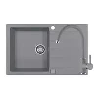 Set chiuveta bucatarie Alveus Cadit 20 gri 79x50 cm si baterie Kati monocomanda