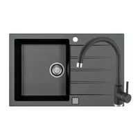 Set chiuveta bucatarie Alveus Cadit 20 negru 79x50 cm si baterie Kati monocomanda