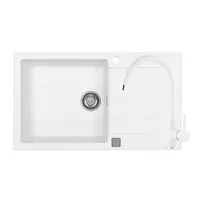 Set chiuveta bucatarie Alveus Cadit 40 alb 86x50 cm si baterie Kati monocomanda