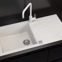 Set chiuveta bucatarie Alveus Cadit 50 alb 100x50 cm si baterie Kati monocomanda