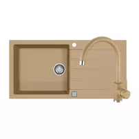 Set chiuveta bucatarie Alveus Cadit 50 bej 100x50 cm si baterie Kati monocomanda