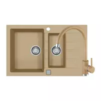 Set chiuveta bucatarie Alveus Cadit 70 bej 79x50 cm si baterie Kati monocomanda