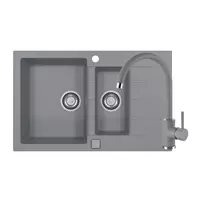 Set chiuveta bucatarie Alveus Cadit 70 gri 79x50 cm si baterie Kati monocomanda