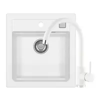 Set chiuveta bucatarie compozit Alveus Atrox 20 alb 47x50 cm si baterie Kati